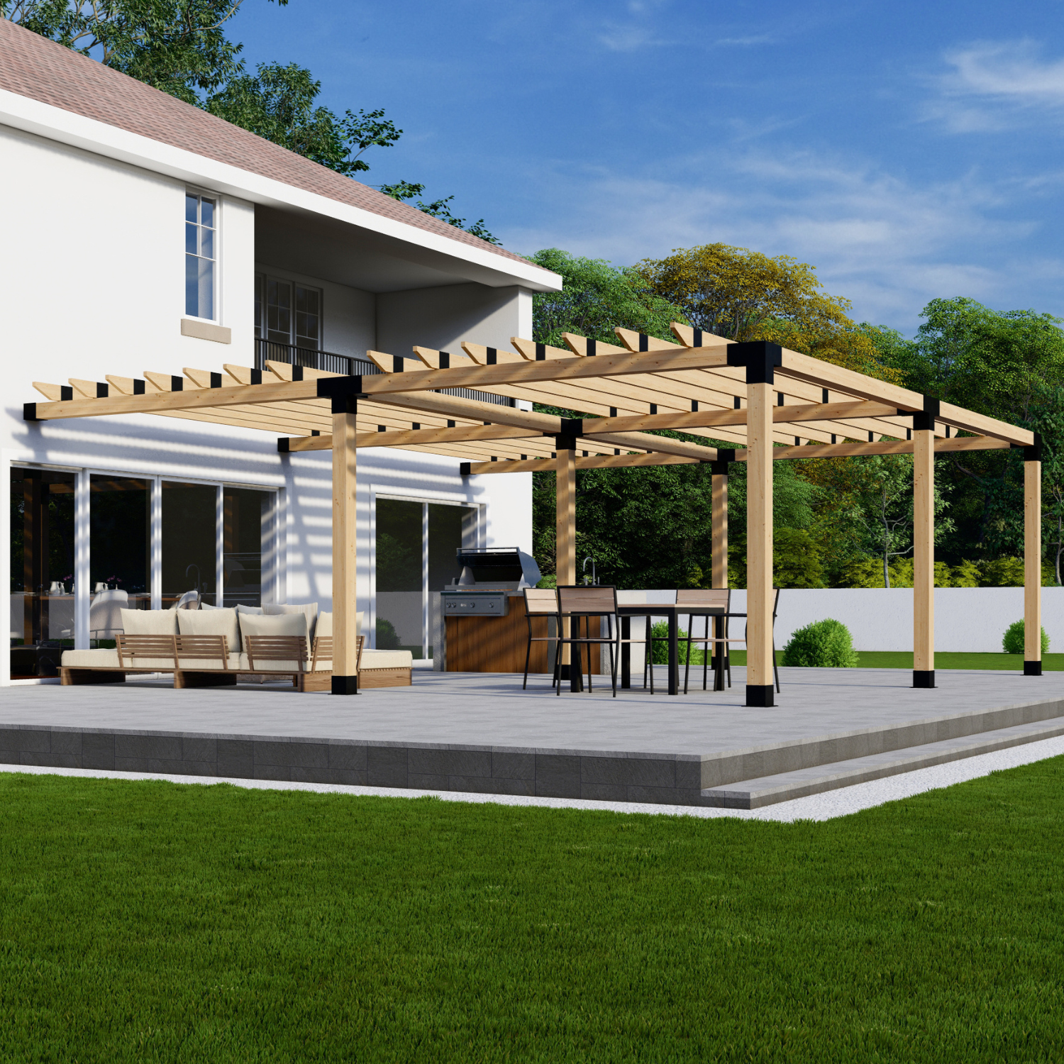 DIY Pergola Bracket Kit for an Attached Pergola With Roof Rafters - Any Size Up to 24' x 24'